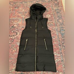 Zara Long Puffer Vest Black Size XS